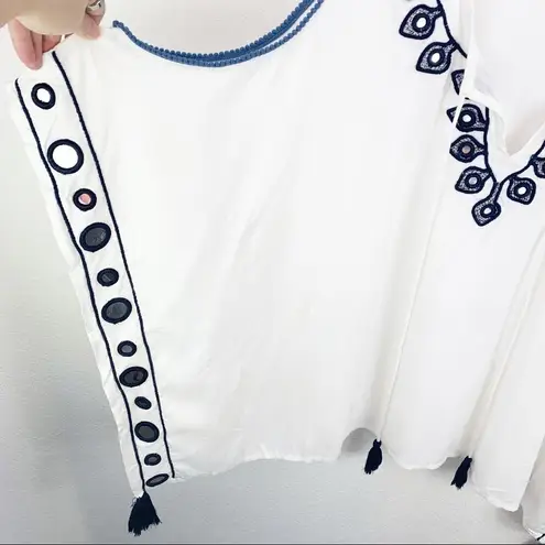 Letarte Luxe White Tassel Embroidered Cover Up Swim Dress XS