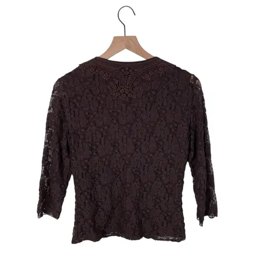 Coldwater Creek Vintage Y2K Lace Top Size Small Chocolate Brown Fairy Grunge