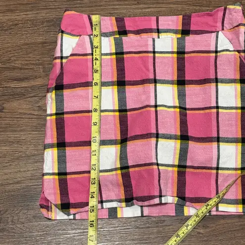 Loudmouth Girl Skort Strawberry Shake Pink Plaid Lined Pink White Yellow Black 4