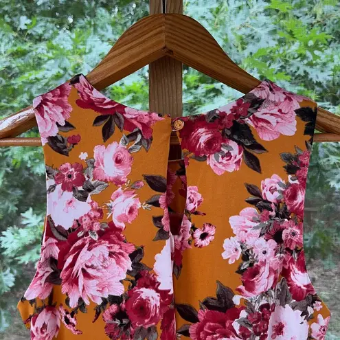 Superfoxx Yellow, Pink And White Floral Sleeveless Midi Dress Size S. NEW