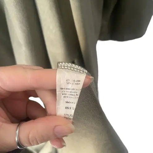 Gilli Size Large Green Faux Suede Open Front Duster Long Cardigan Top