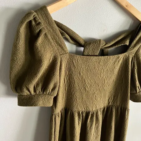 MINE boutique babydoll green puff sleeve square neck mini dress