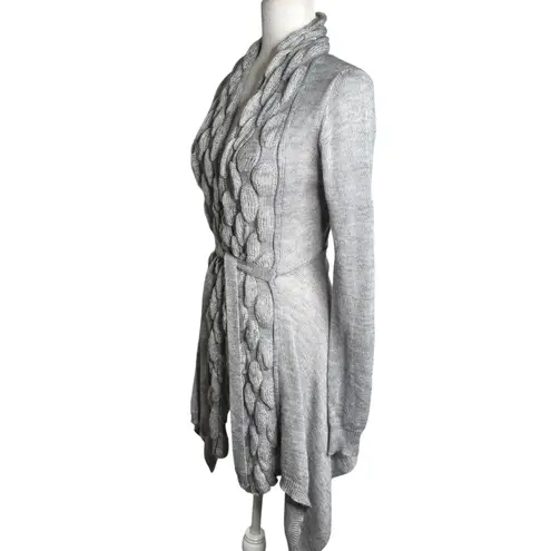 Vintage Y2K Say What Gray Medium Cable Knit Long Sleeve Cardigan Sweater Wool