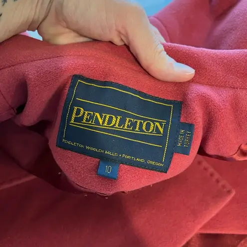 Pendleton  Pink 100% Lambswool Long Button Front Peacoat Winter Coat