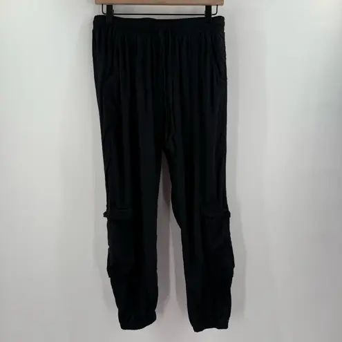 Johnny Was Pants SZ Extra Small Solid Black Cargo Jogger Pull On Boho Lagenlook