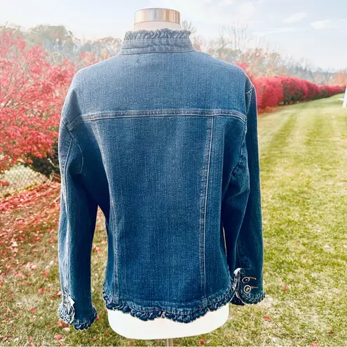 Berek 2 Rhinestone & Cameo Button Jean Jacket By Takako Sakon Size XL Blue