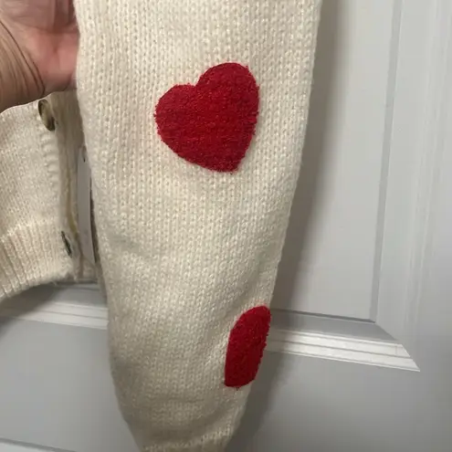 NWT Luna Ivy Valentines sweater cream chunky cozy red hearts cardigan size large