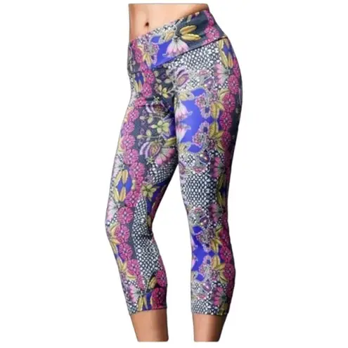 Onzie Pants Womens Medium Large Multicolored Koh Tao Floral Cropped Leggings Gym