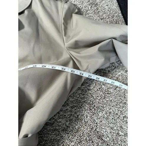 London Fog Vintage Long Trench Coat Button Tie Waist Tan Light Brown 42 Long