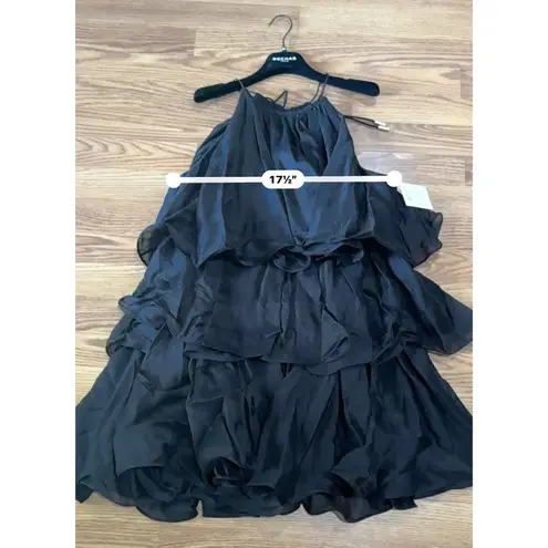 AJE. RUFFLED BLACK CLAUDIA TIERED MINI PARTY DRESS
