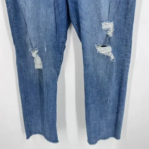 Warp + Weft Los Feilz Women's Distressed Jeans High Rise Relaxed Straight 32x28 Blue Size undefined