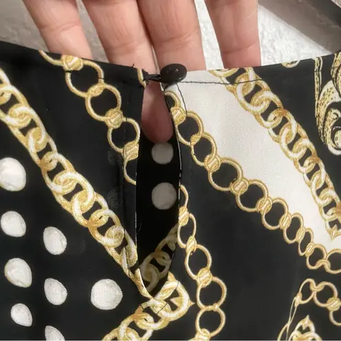 Chico's Chico’s Womens Shirt Blouse Black Hold Chain Print Cold Shoulder Size 1 Medium