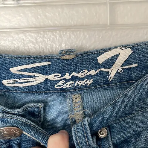 Seven7  Skinny Easy Fit Cropped Capri Length Roll Cuff Blue Jeans Denim Size 4