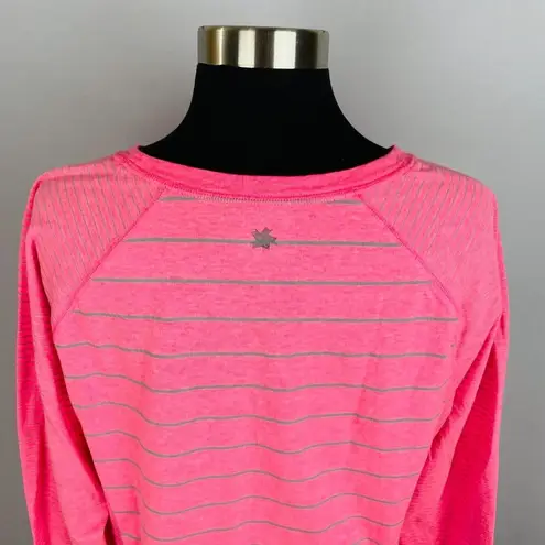 Tek Gear  Dry Tek Pink Gray Stripes Women's Pink Long Sleeve Thumb Hole Top