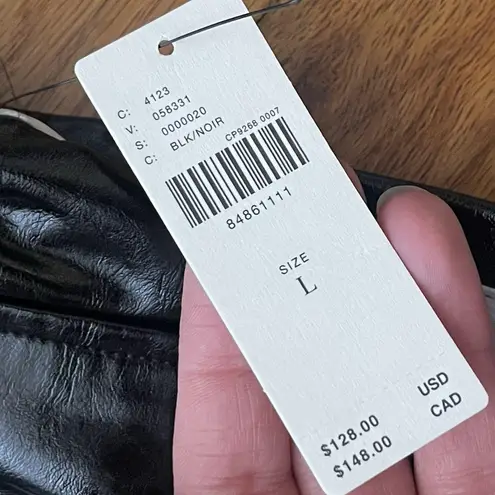 Maeve Faux Patent Leather Wide Leg Pant Large Black NEW Streetwear Anthropologie