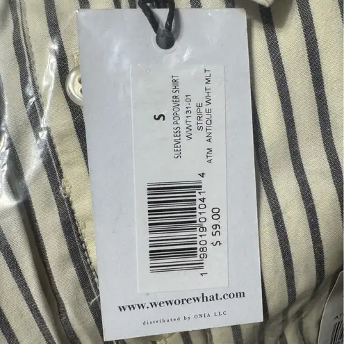 We Wore What Sleeveless Popover Shirt Crop Blouse Antique White Stripe Size S