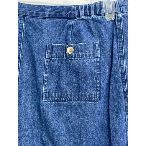 White Stag VTG Faux Wrap Denim Skort Size 12 Boho Embroidered Summer Festival