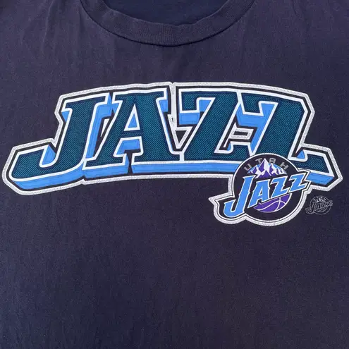 Nba Vintage  Utah Jazz Blue Purple Long Sleeve Basketball Graphic T-shirt