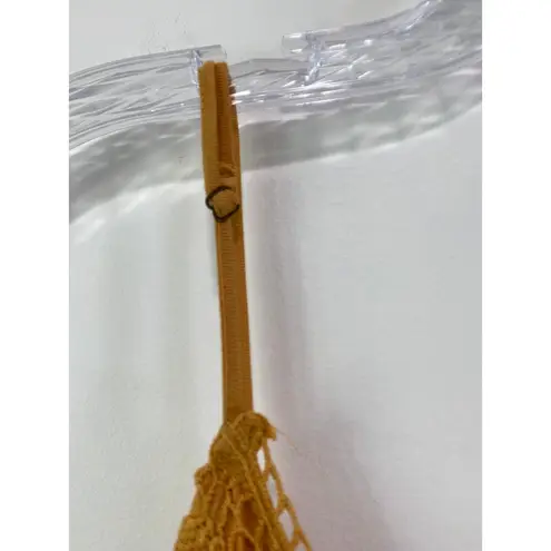 Forever 21 Cropped Floral Crochet Lace Sleeveless Top Size L Mustard Gold Yellow Bralette