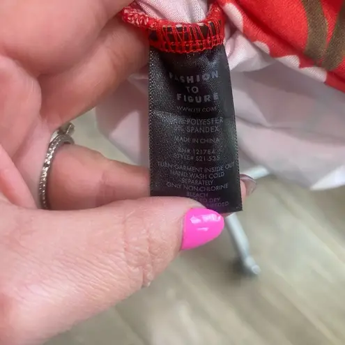 Fashion to figure Red Floral Form Fitting Ruched Sides V Neck Mini Dress