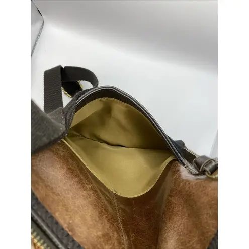 The Sak Iris Leather Crossbody Satchel bronze glitter panels stitching detail