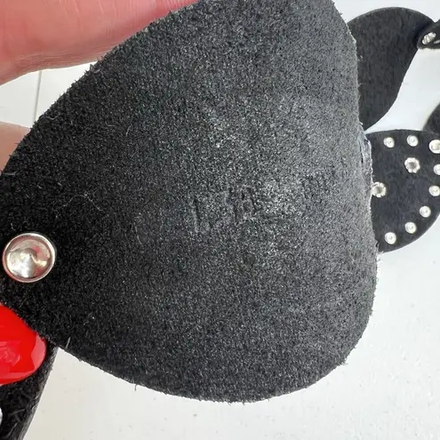 Leather Studded Belt Large 38 Bling Buckle Conch Style Black Silver Southwestern