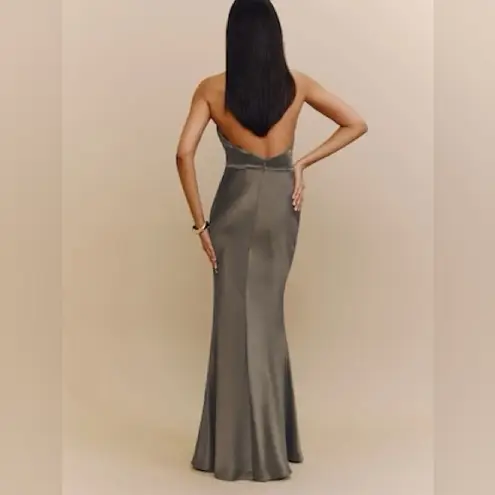 Reformation  Women's Brown Yvaine Silk Dress gown size 4/Small brown/green