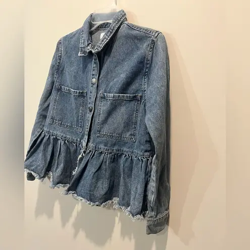 Mud Pie Boutique Denim Ruffle Jacket Size Small
