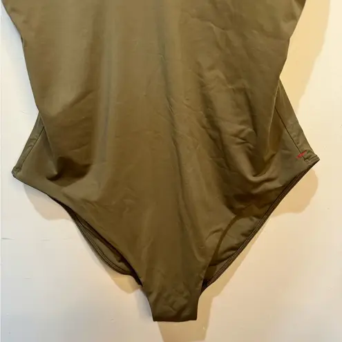 Everlane  One Piece V Neck Swimsuit Olive Green Sz M