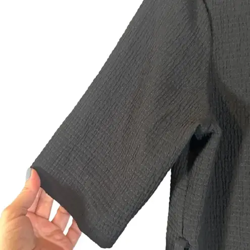 MNG by Mango Black Textured Formal Short Sleeve Long Maxi Dress Women Sz 4