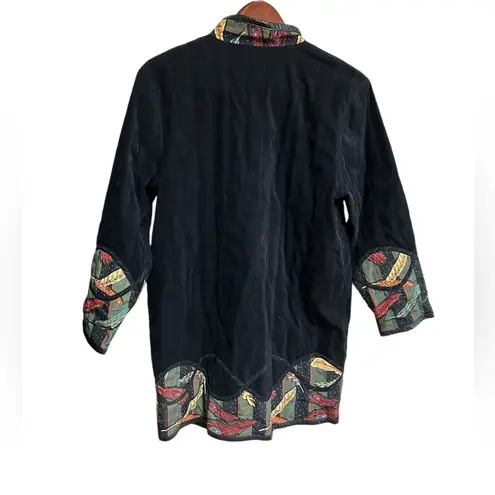 Vintage Handmade Quilt Jacket Reversible Quilted size large black boho