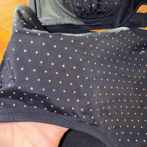 Swimsuits For All Black Polka Dot Halter Bikini Size 16 Rhinestone Accent NEW