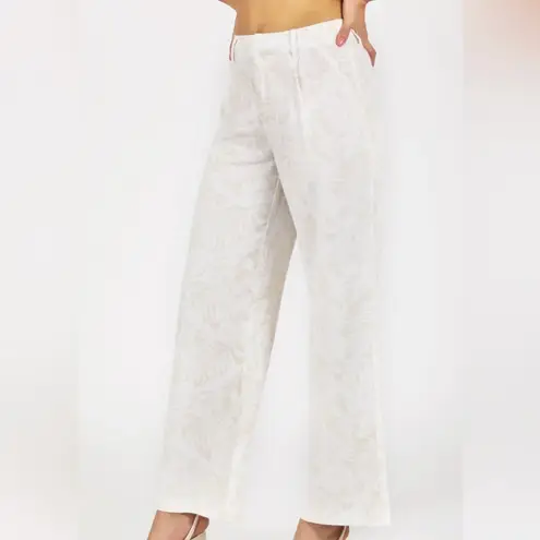 SoundStyle Linen Blend Wide Leg Pants Trousers Sand Palm Print Women’s 16