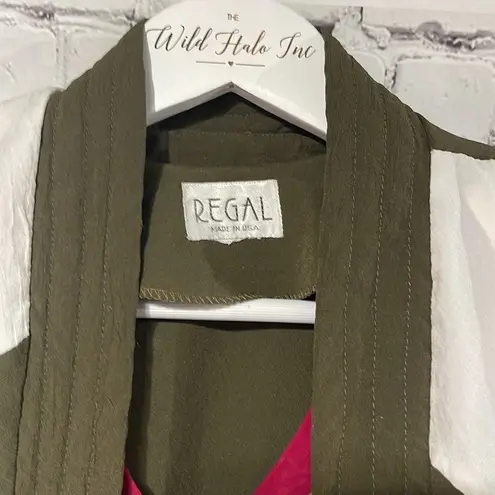 Vintage 2 Piece Windbreaker Material Cardigan Set XL Green