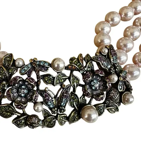 Heidi Daus "Secret Garden" Triple Strand Pearl Statement Necklace