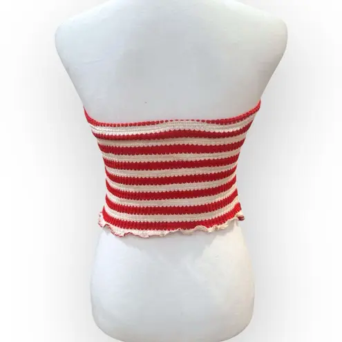 Red & White Knit Striped Bandeau Scarf Top – Approx. Size Small