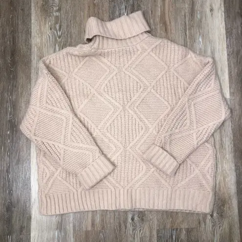 Caslon  Tan Diamond Cable Knit Turtleneck Sweater XXL NWT