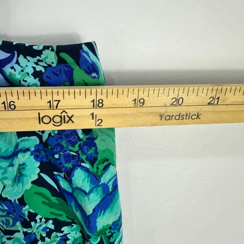 Talbots Pencil Skirt Womens 16 Blue Green Floral Garden Office Feminine Chic