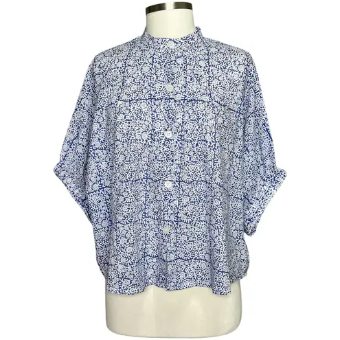 EMERSON FRY Love Tómas Mandarin Collar Top, Porcelain Organic, OS White Size undefined