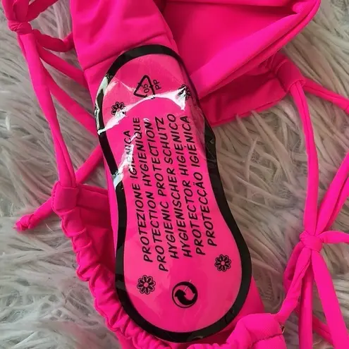 Good American NEW  Women’s tiny ties bikini bottom in hot pink002 size SMALL