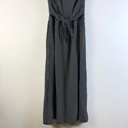 KC Spencer Polka Dot Vintage Maxi Dress Size 4 Small Tie Waist Black White