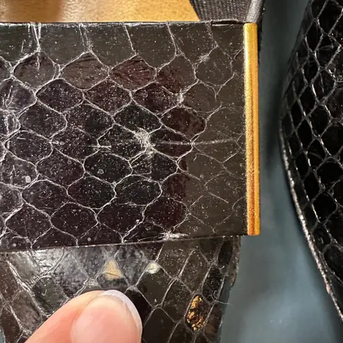 J. Norman LTD Snakeskin Pumps Block Heel Classic Party Career Shoes 6.5M Black Size 8.5