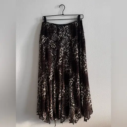 Coco Bianca Leopard Midi Skirt M Brown Size M