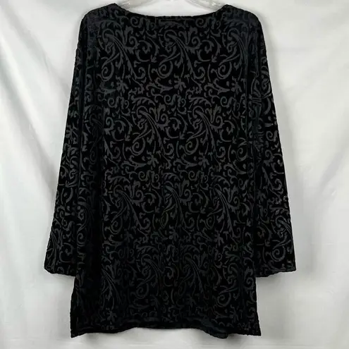 Amanda Smith Black Textured Paisley Velvet 2X Blouse