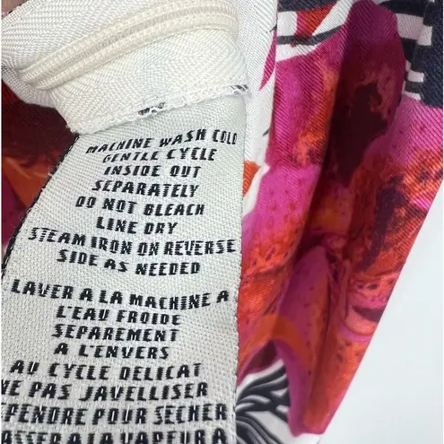 Caribbean Joe pink floral lillies faux wrap side tie short sleeve tropical dress