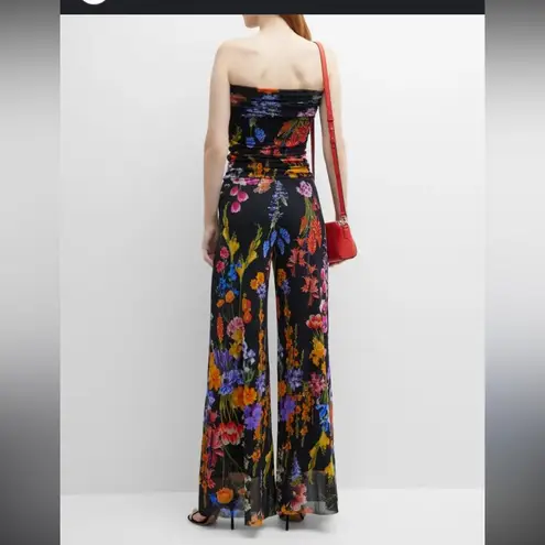 Black Floral Strapless Jumpsuit FUZZI Jean Paul floral botanical designer spring Size L