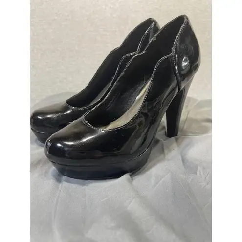 Women's Its Ok Black Patent Leather Platform Heels Size 6