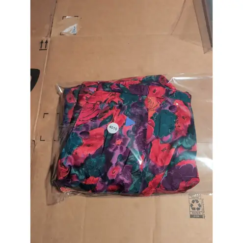 Raul Blanco Silk Skirt Suit, Vintage Multicolor Floral, Size 8, Pleated Skirt Red