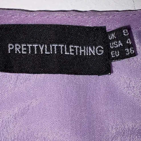 Pretty Little Thing  sheer pastel purple smocked long-sleeve blouse size 4