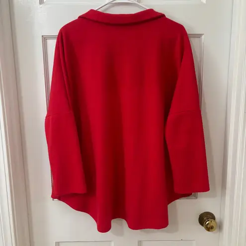 Pomander Place Easy Polo Swing Sweatshirt Red Comfy Cozy Relaxed Warm Top M/L Size undefined